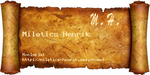 Miletics Henrik névjegykártya